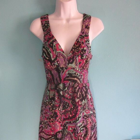 Tibi Womens Colorful Silk Dress Size 8 Knee Length Gold Metallic Dots Side Zip - Picture 1 of 9
